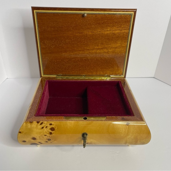 Reuge Wooden Jewelry Music Box with Cream Accents - Picture 3 of 13